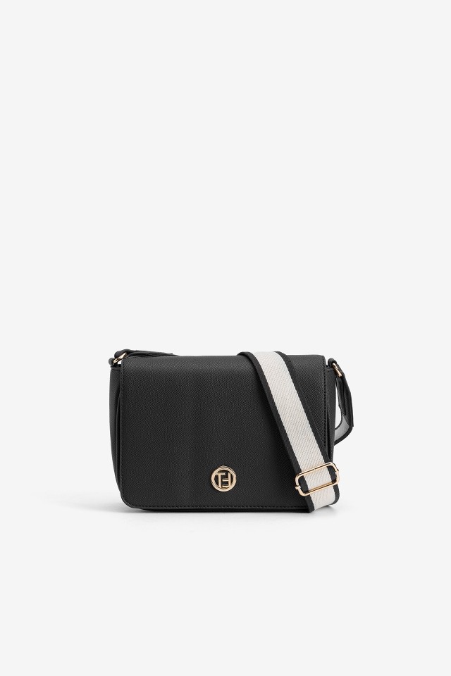 Black crossbody bag gold detail