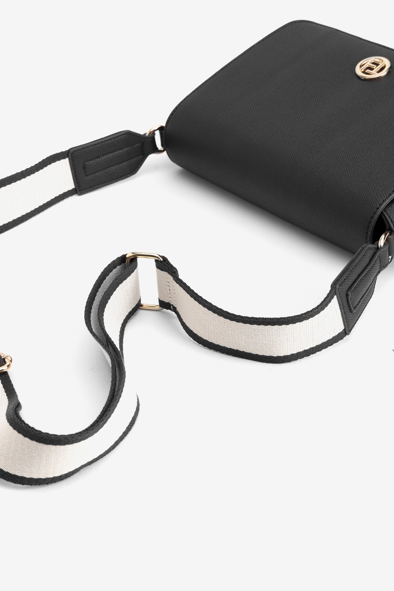 Black crossbody bag gold detail