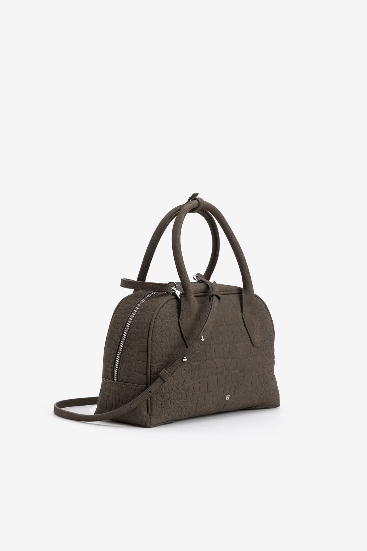 Brown Croc Effect Bowling Bag