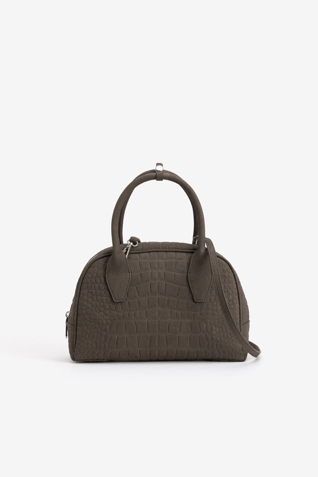 Brown Croc Effect Bowling Bag
