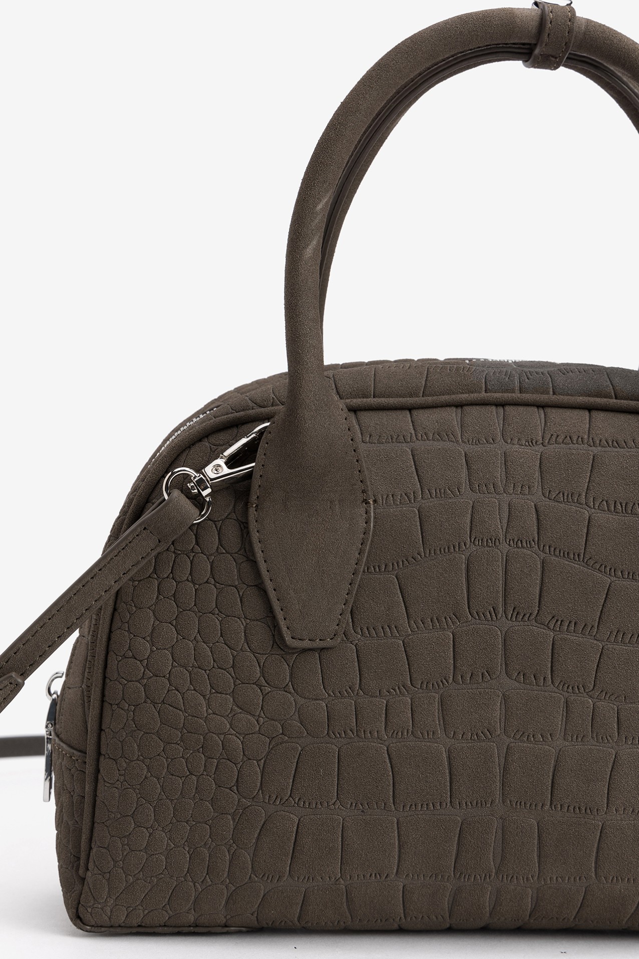 Brown Croc Effect Bowling Bag