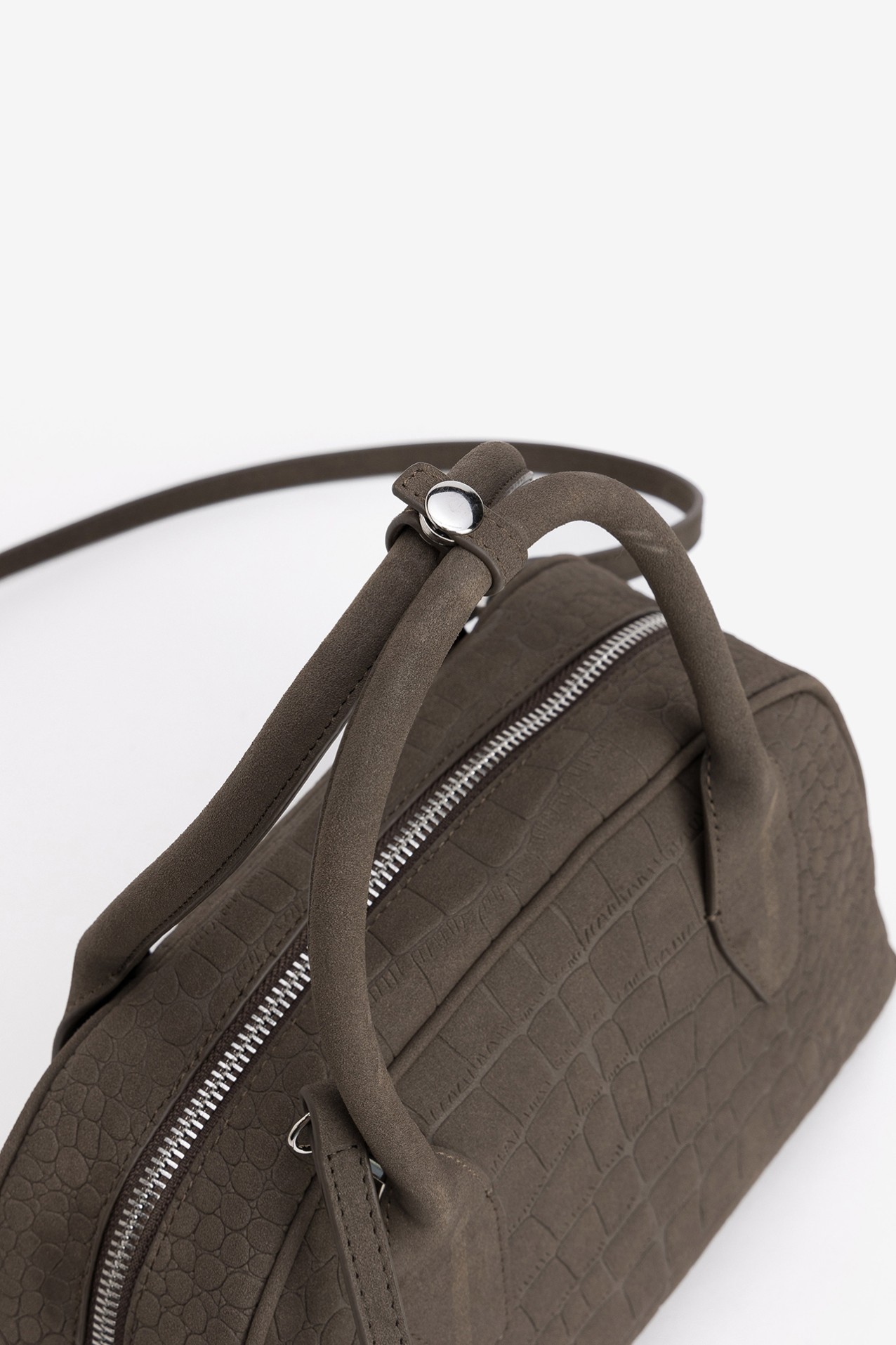 Brown Croc Effect Bowling Bag