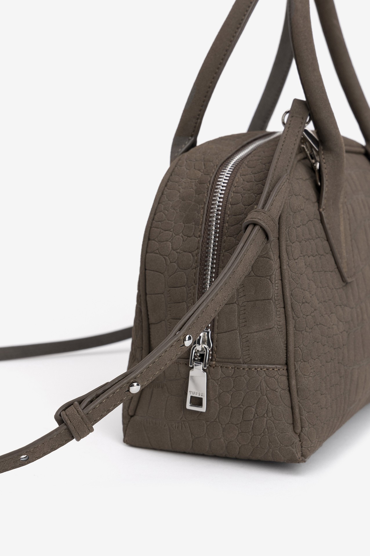 Brown Croc Effect Bowling Bag