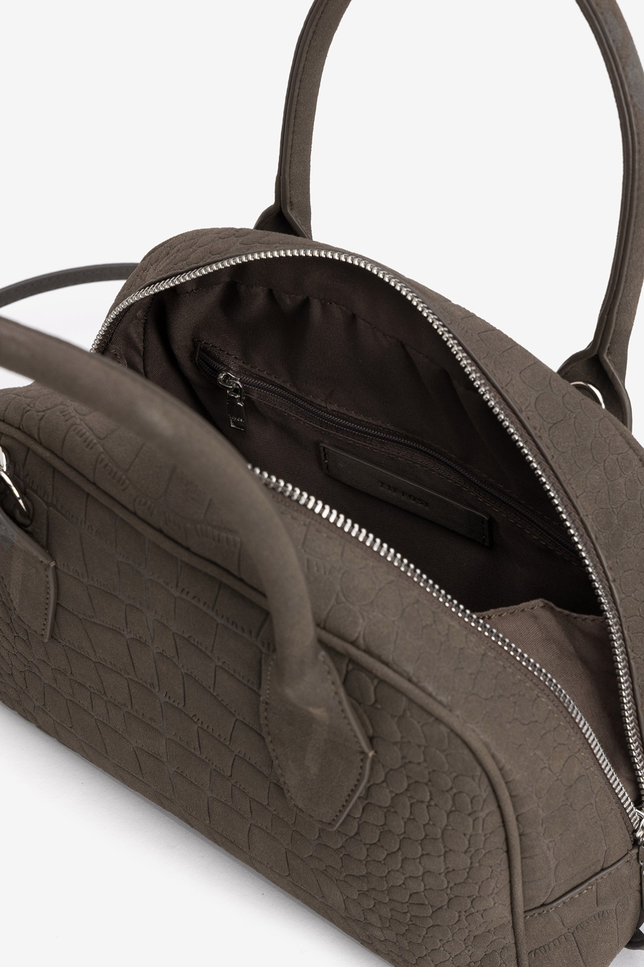Brown Croc Effect Bowling Bag