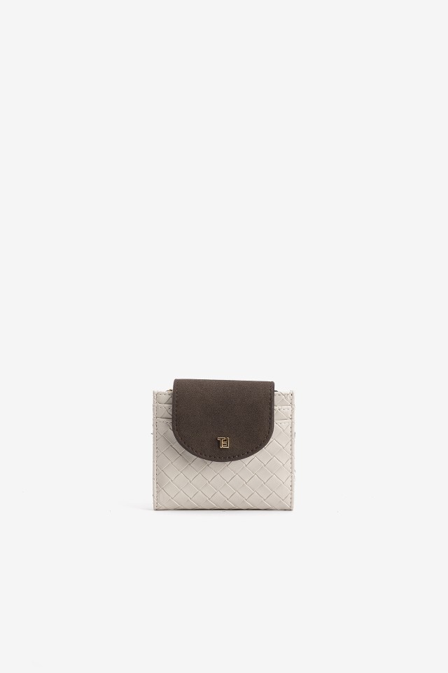 Woven Beige Compact Wallet