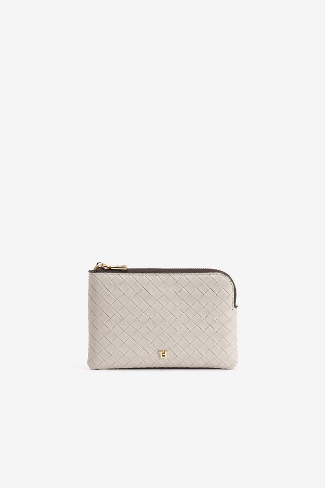 Beige Woven Coin Purse