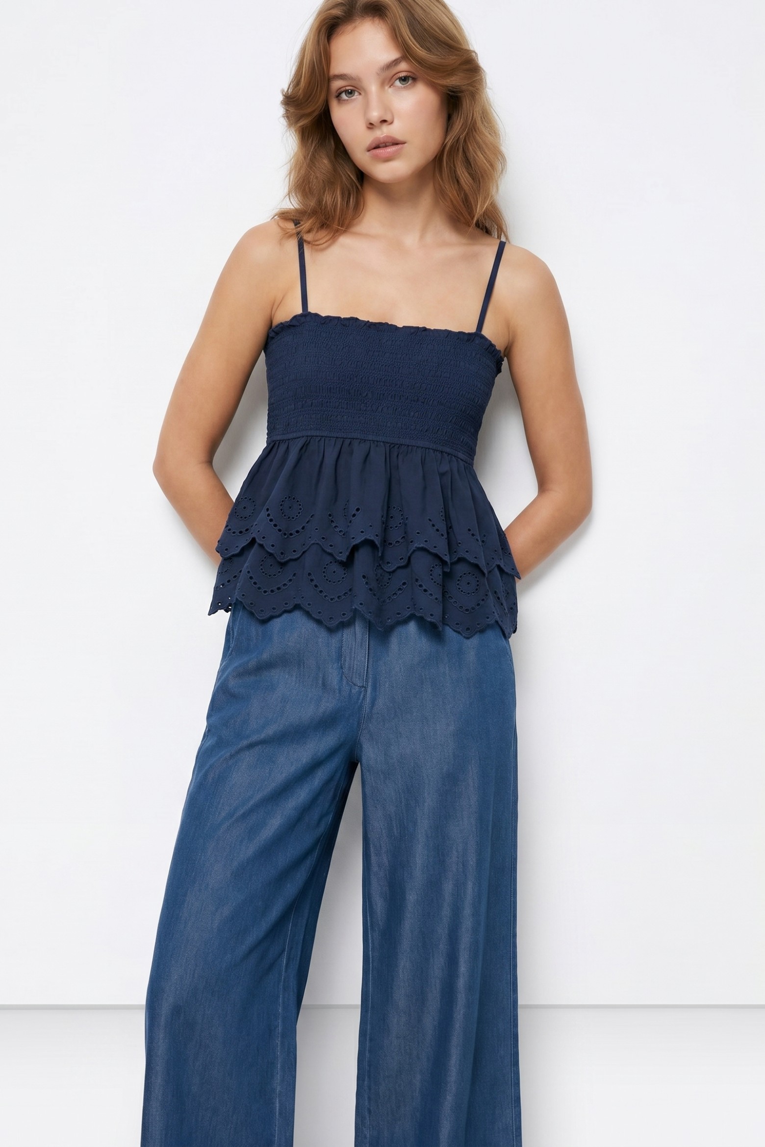 Blue Ruffled Top Blue Ruffled Crop Top - 10068903_798 - Tiffosi