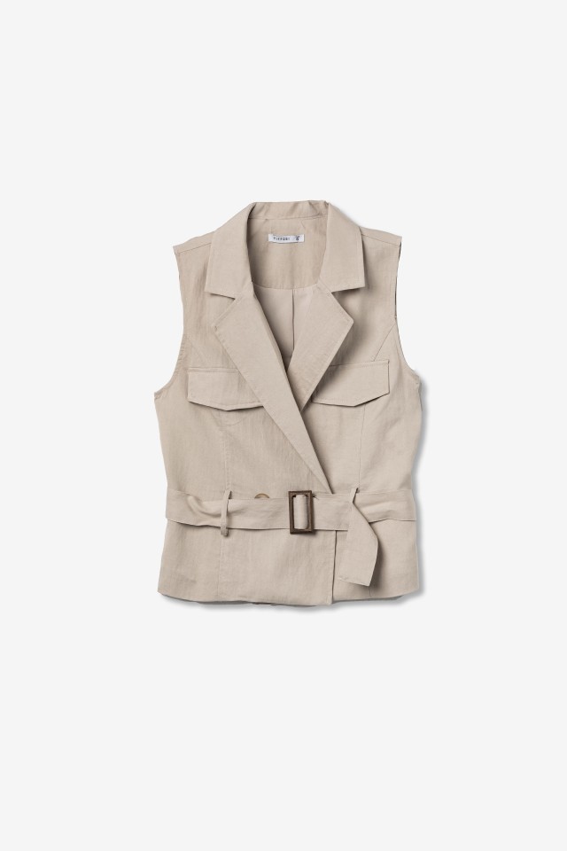 Beige Vest with Buckle