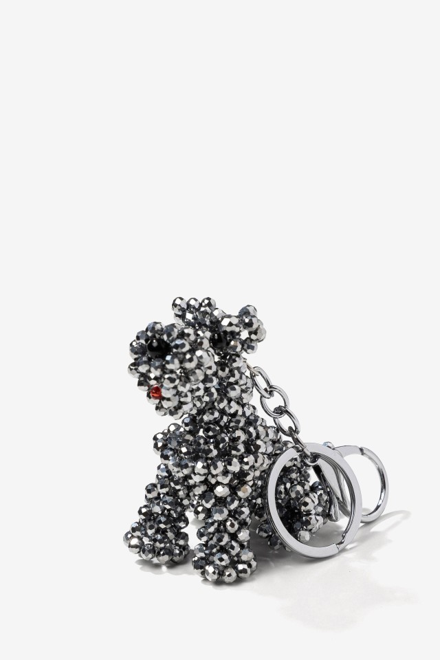 Llavero perro plateado chic Llavero perro plateado chic