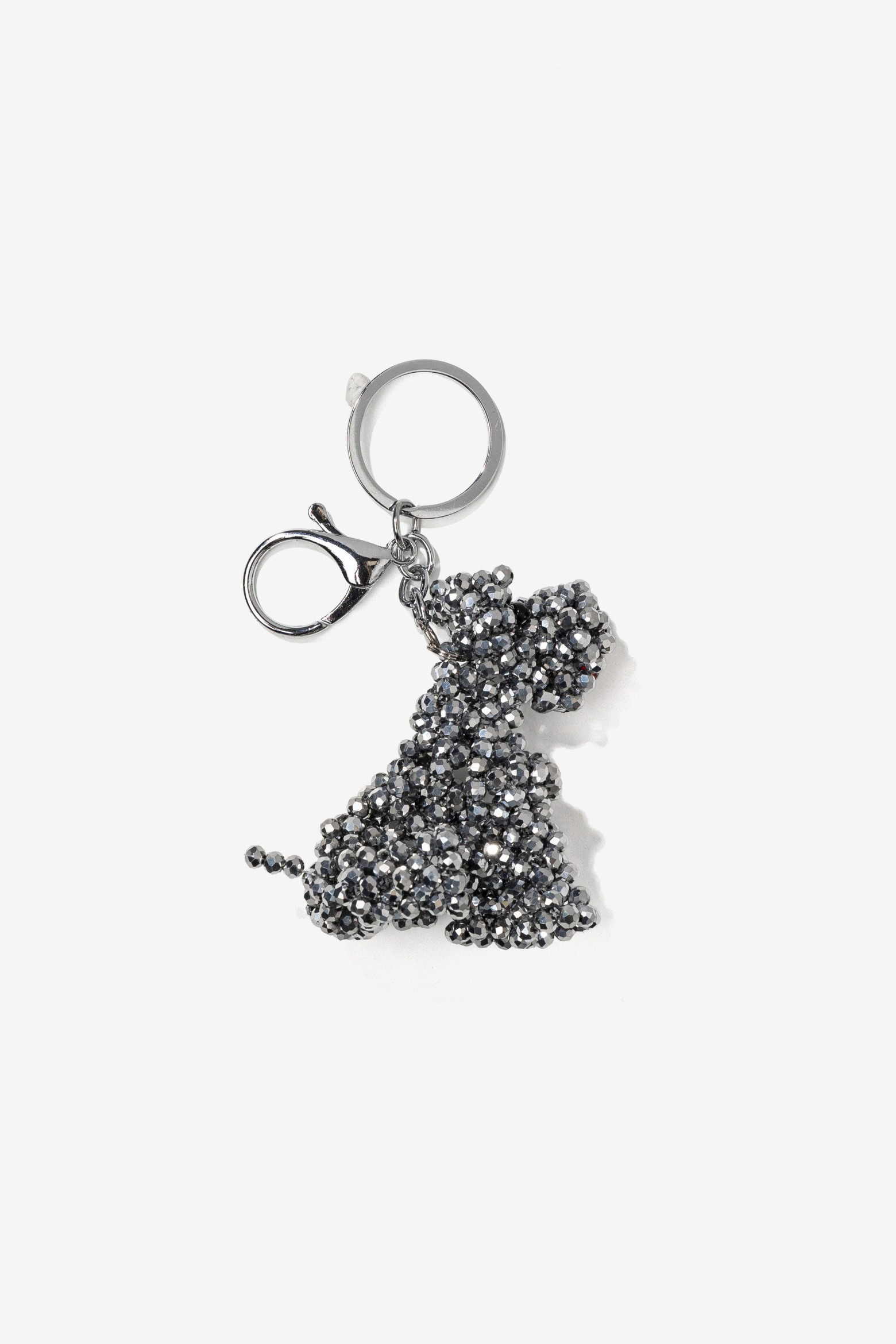 Silver Faceted Dog Keychain