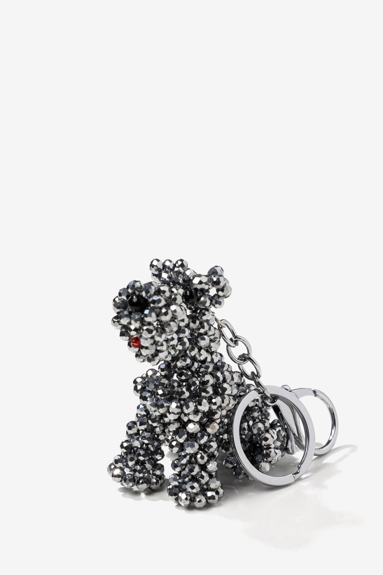 Silver Faceted Dog Keychain