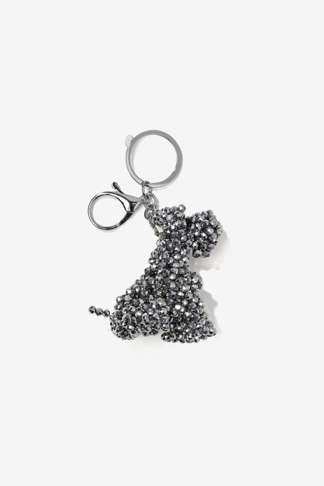 Silver Faceted Dog Keychain