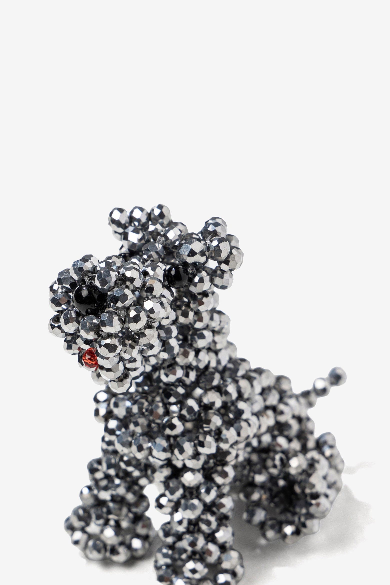 Silver Faceted Dog Keychain