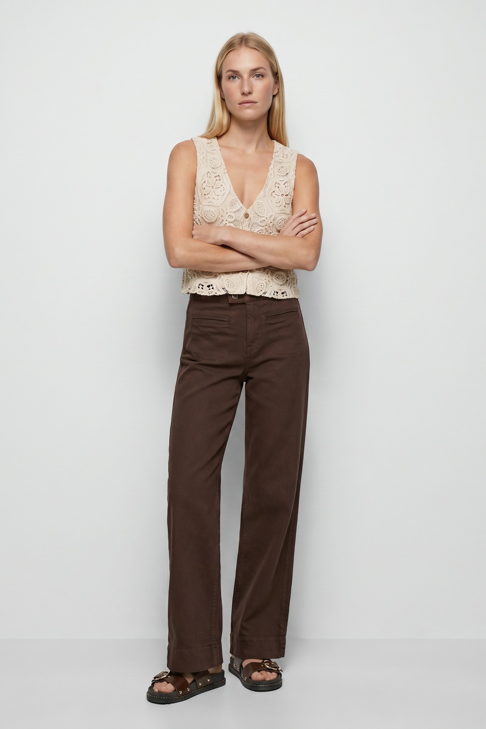 Brown Wide-Leg Jeans