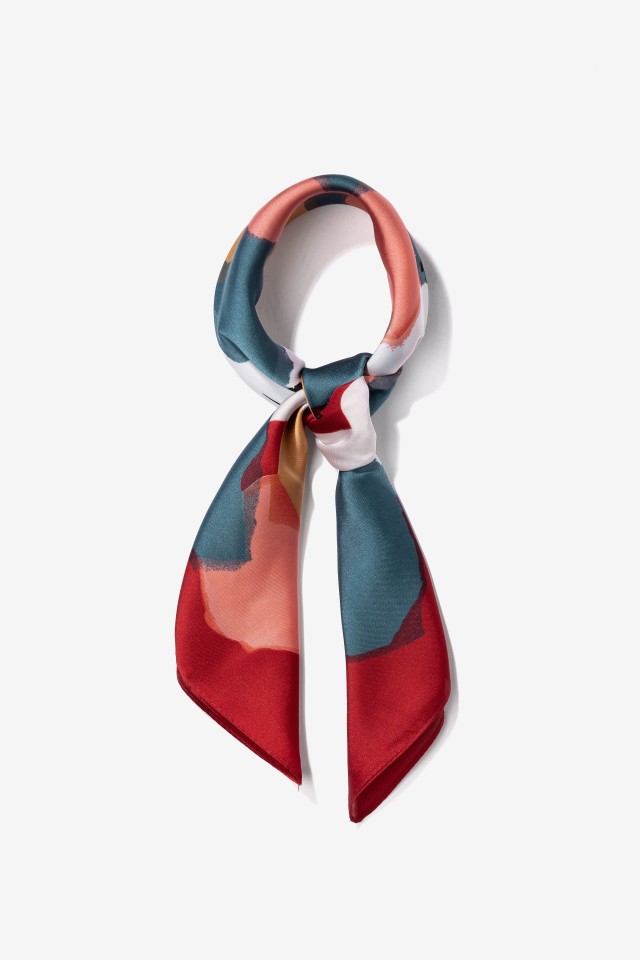 Red Abstract Square Scarf