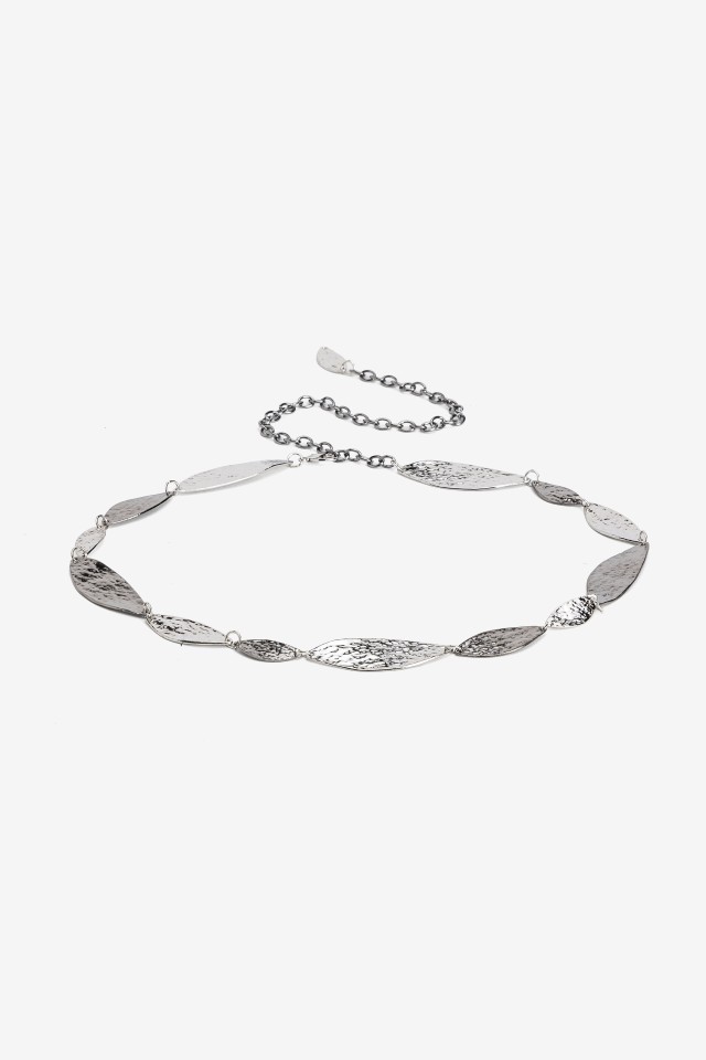 Silver Textured Oval Belt