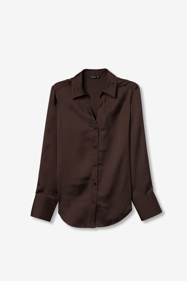 Camisa chocolate manga comprida Camisa chocolate manga comprida