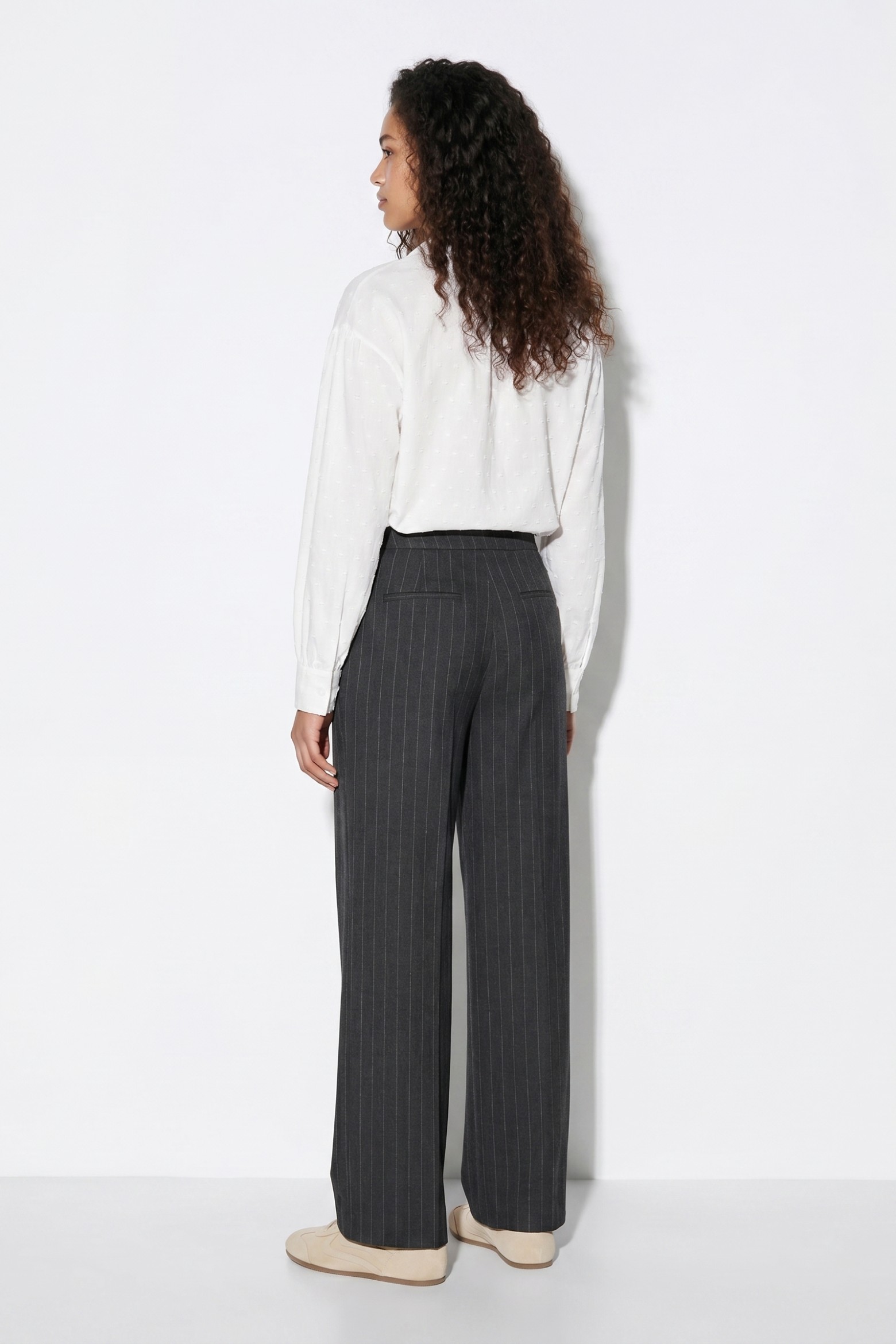 Black Pinstripe Wide Trousers