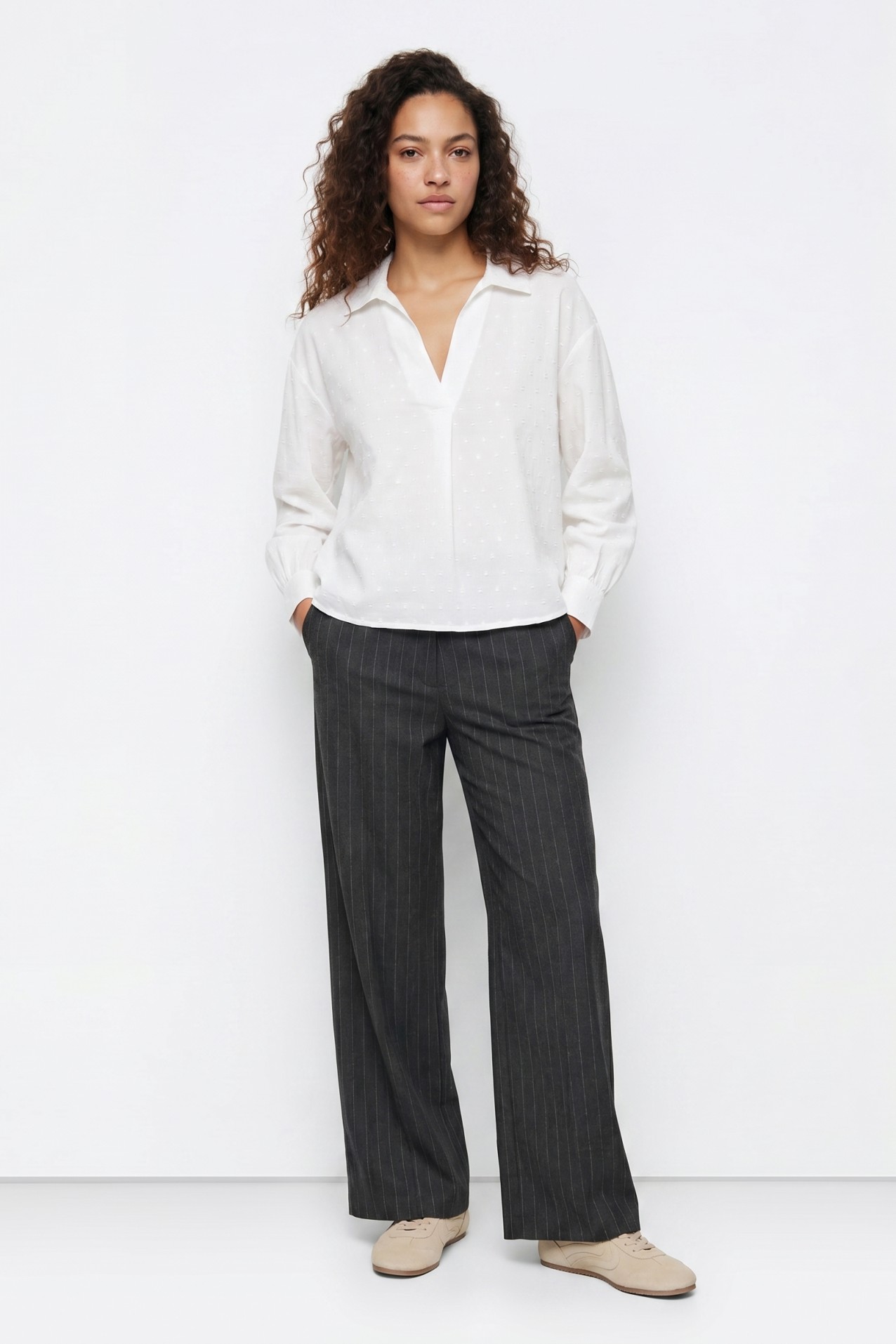 Black Pinstripe Wide Trousers