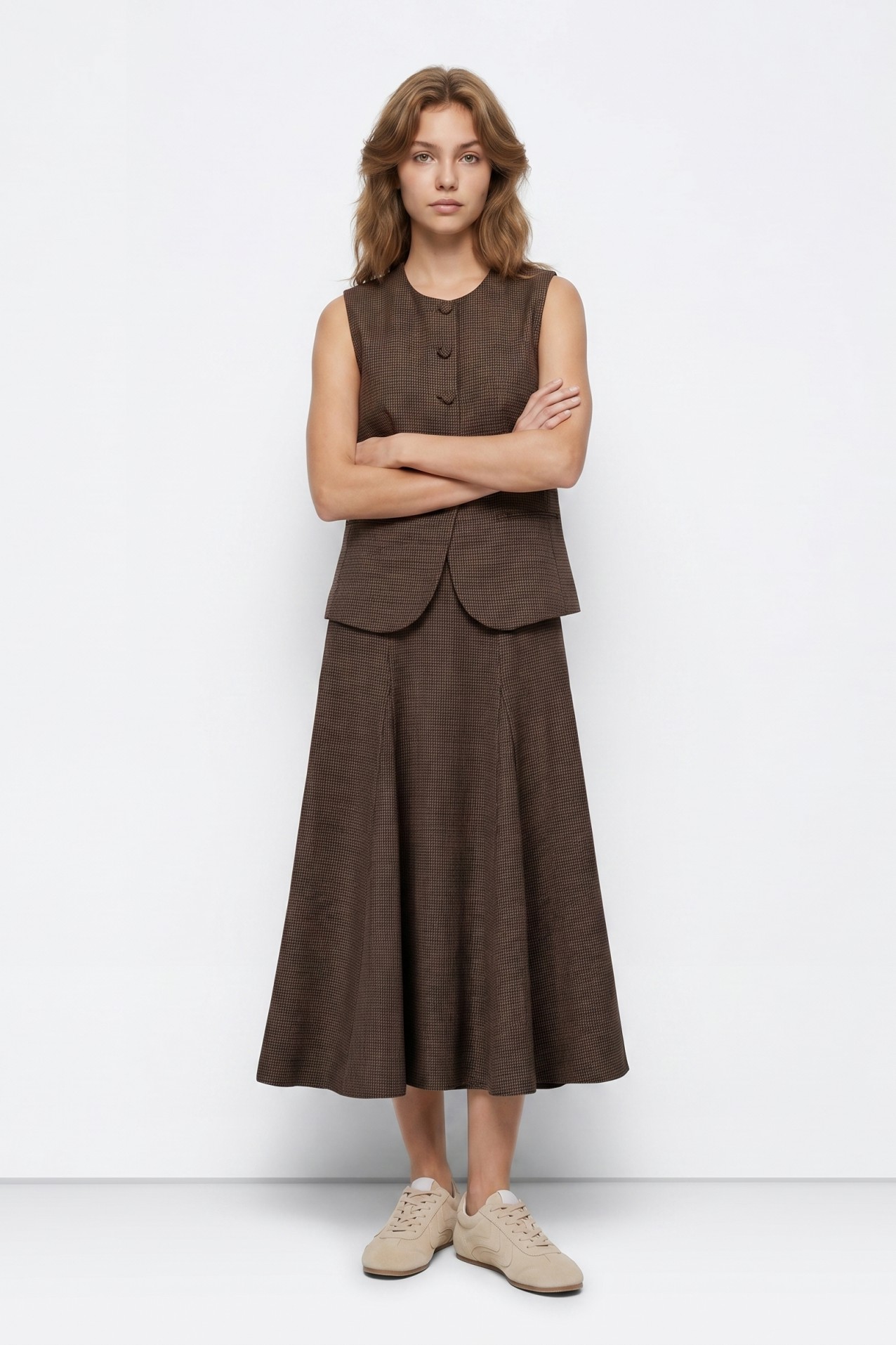 Midi Beige Skirt Casual