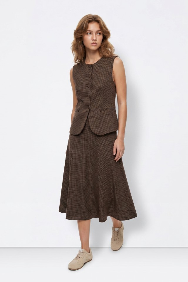 Midi Beige Skirt Casual