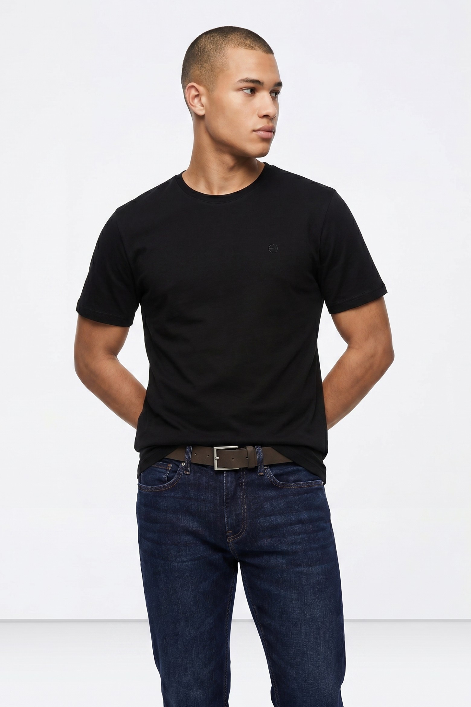 Cotton T-shirt with Embossed Detail