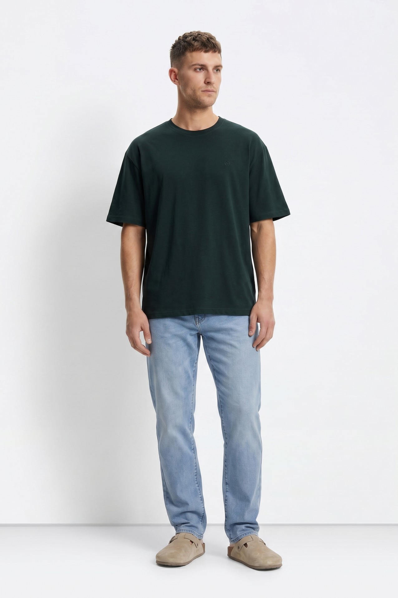 Camiseta verde corte recto