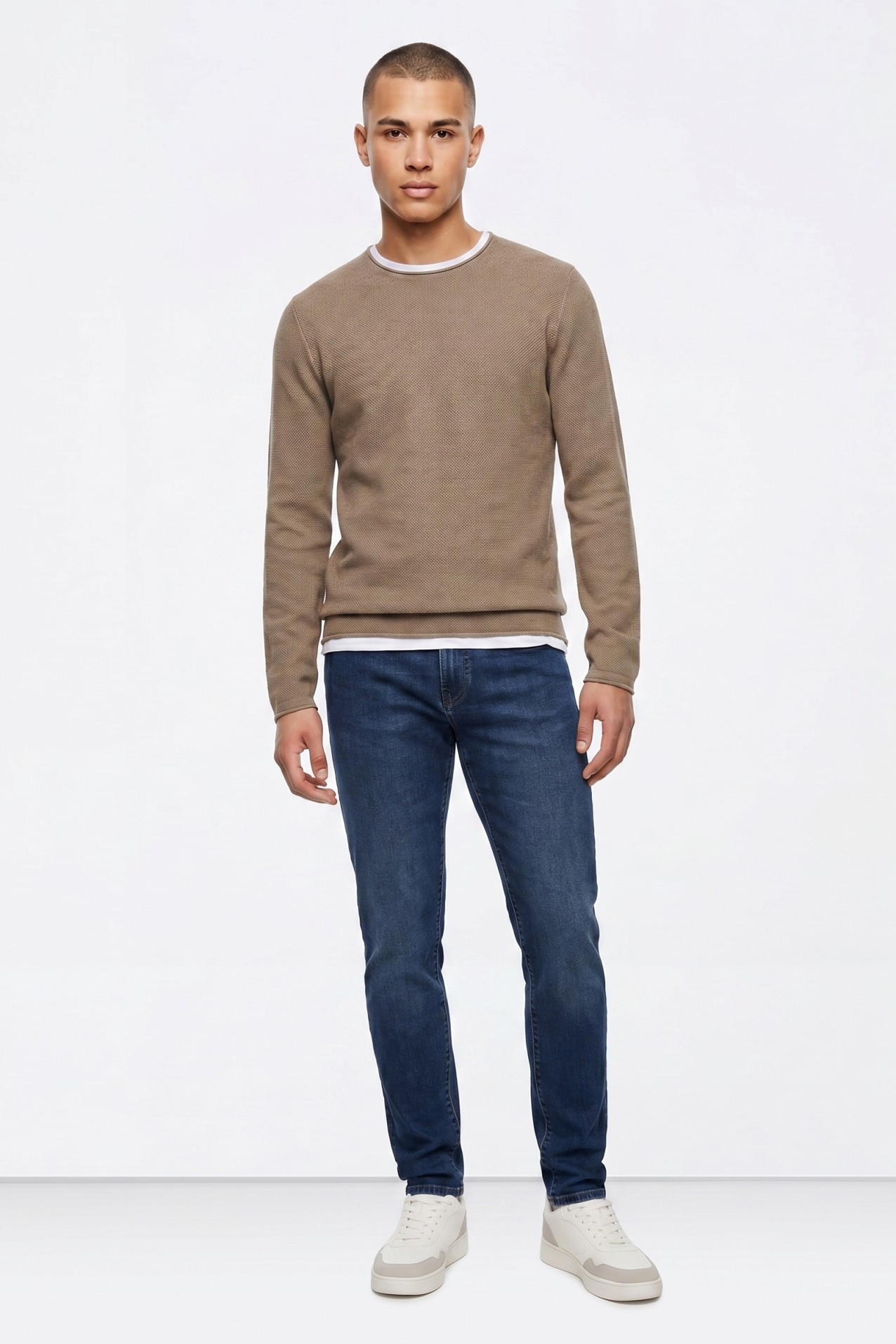 Beige Crew Neck Sweater