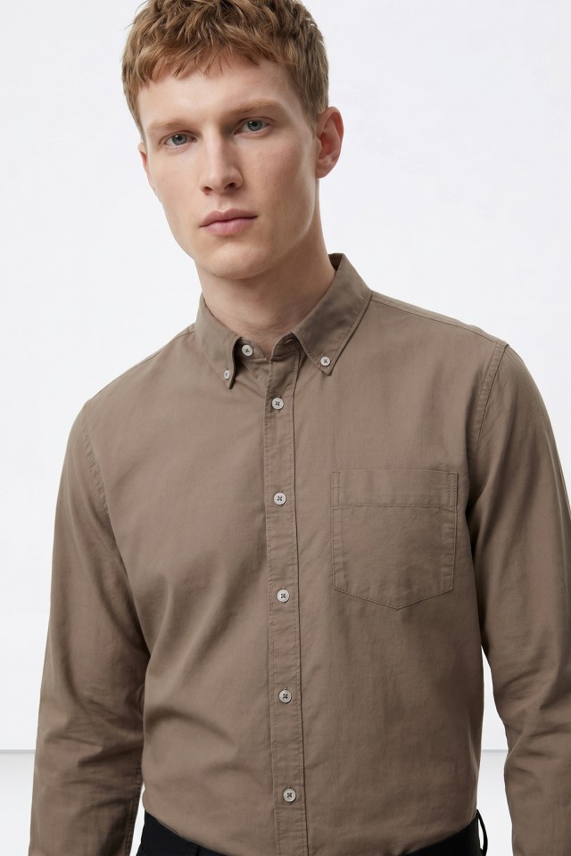 Camisa Bege Manga Comprida