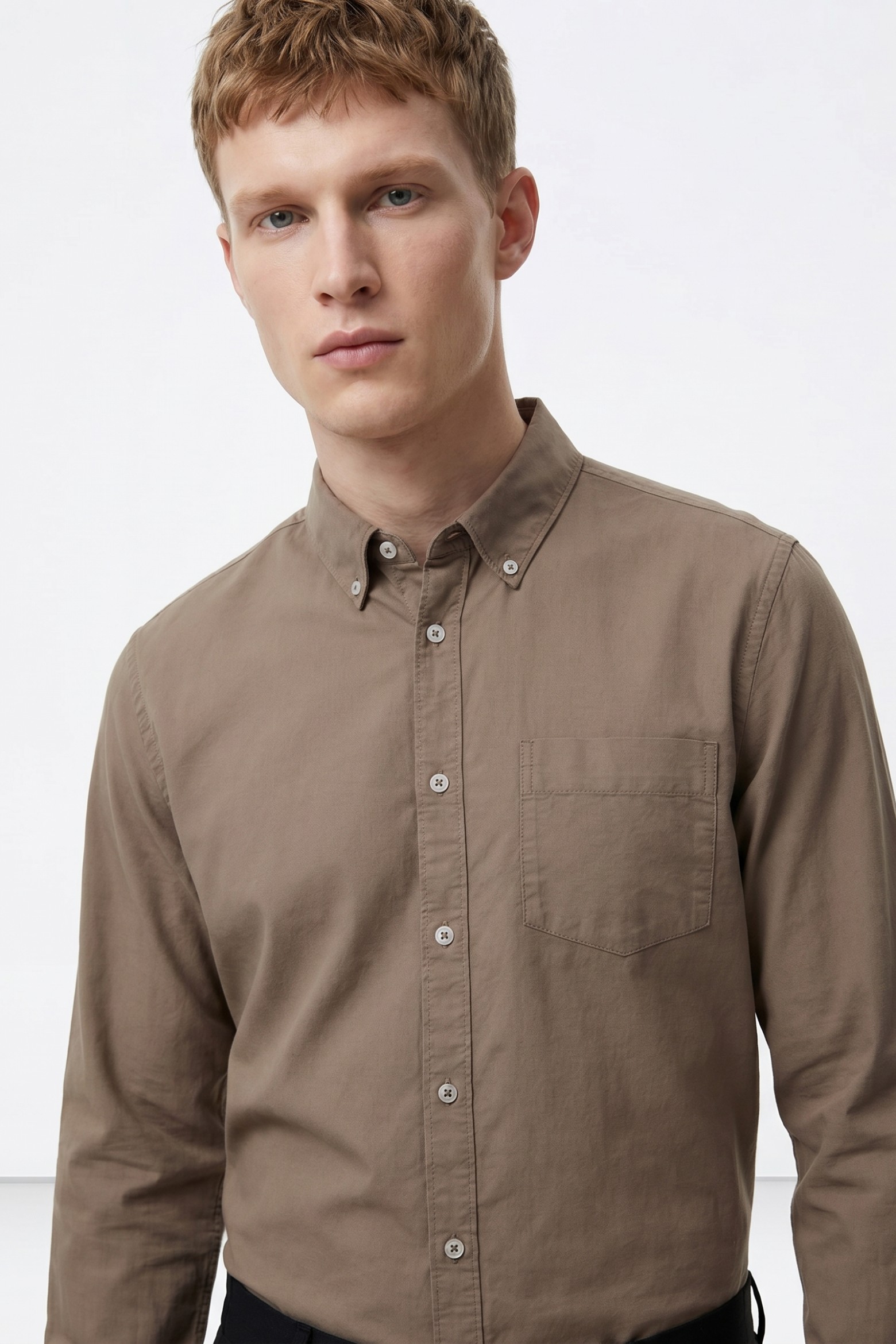 Camisa beige manga larga