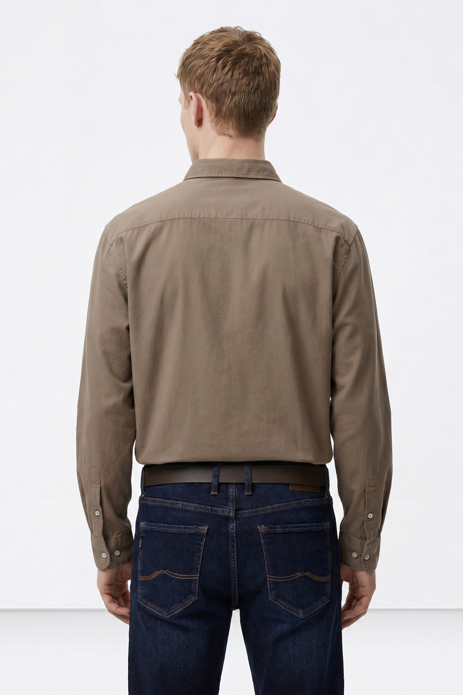 Camisa beige manga larga