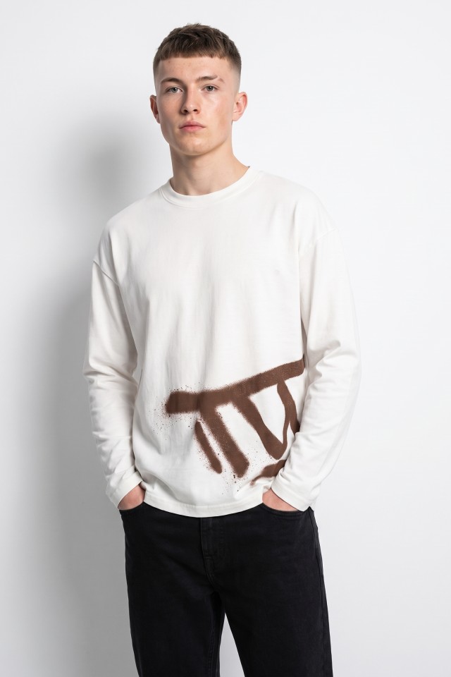 White Graffiti Long Sleeve Tee