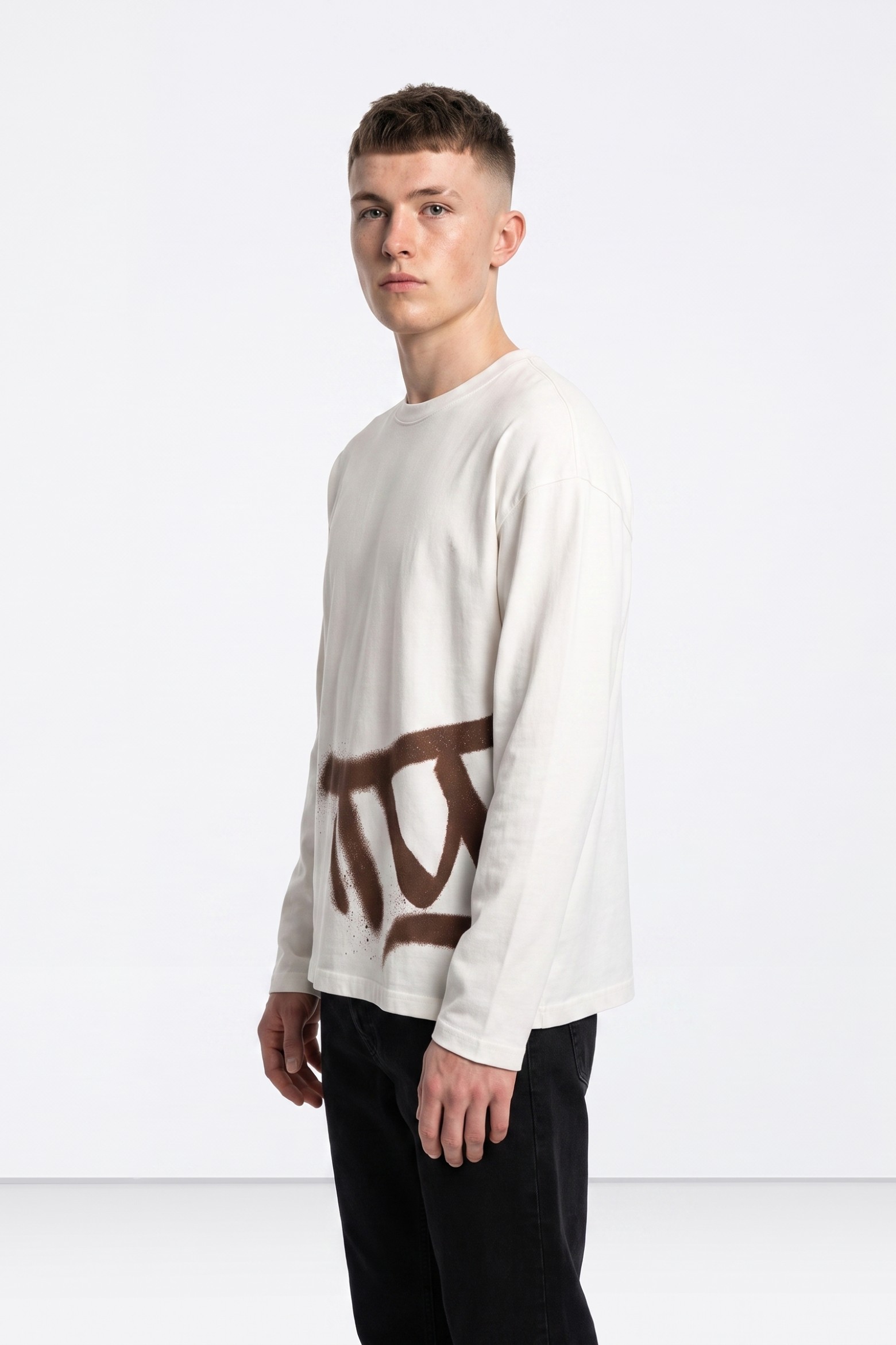 White Graffiti Long Sleeve Tee