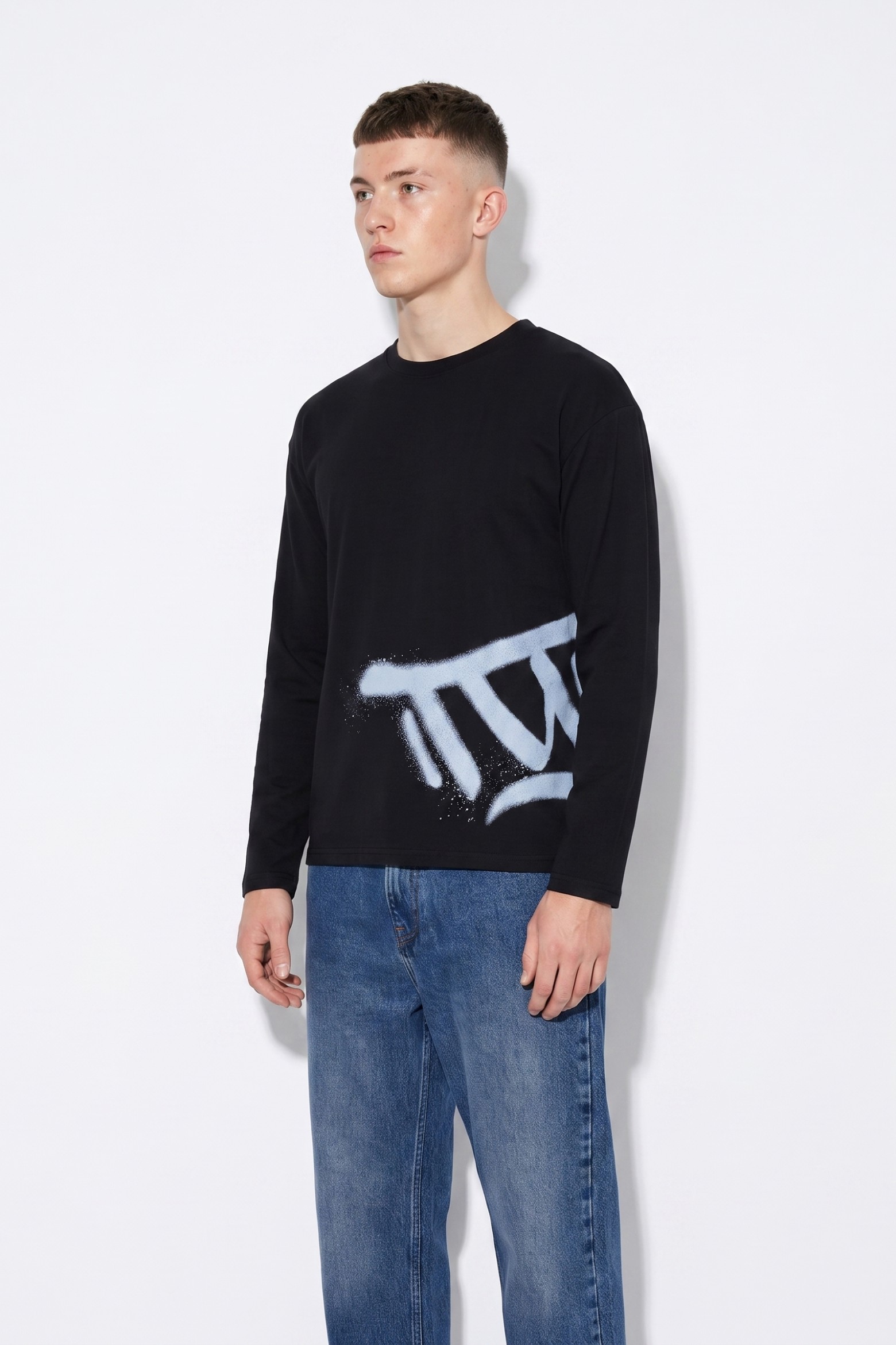 Long Sleeve Blue Graphic Tee
