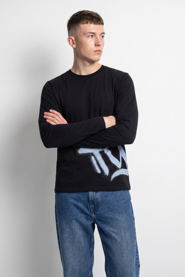 Long Sleeve Blue Graphic Tee