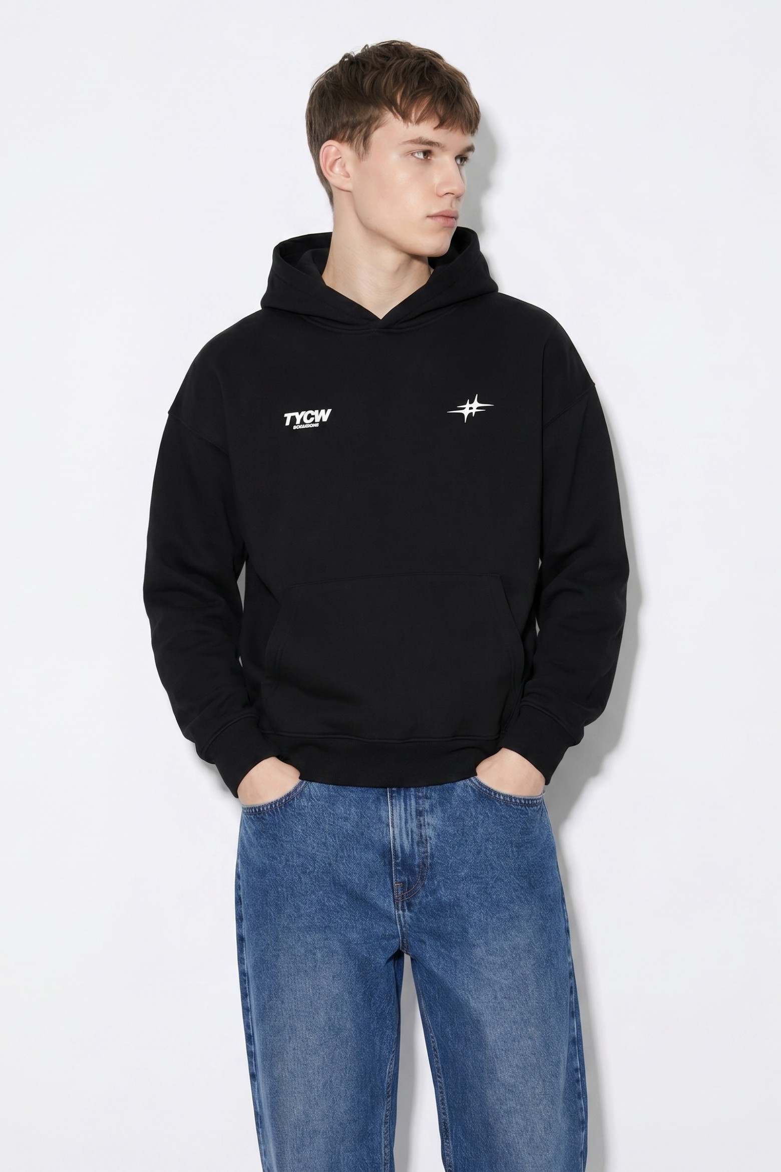 Hoodie preto oversize estampado