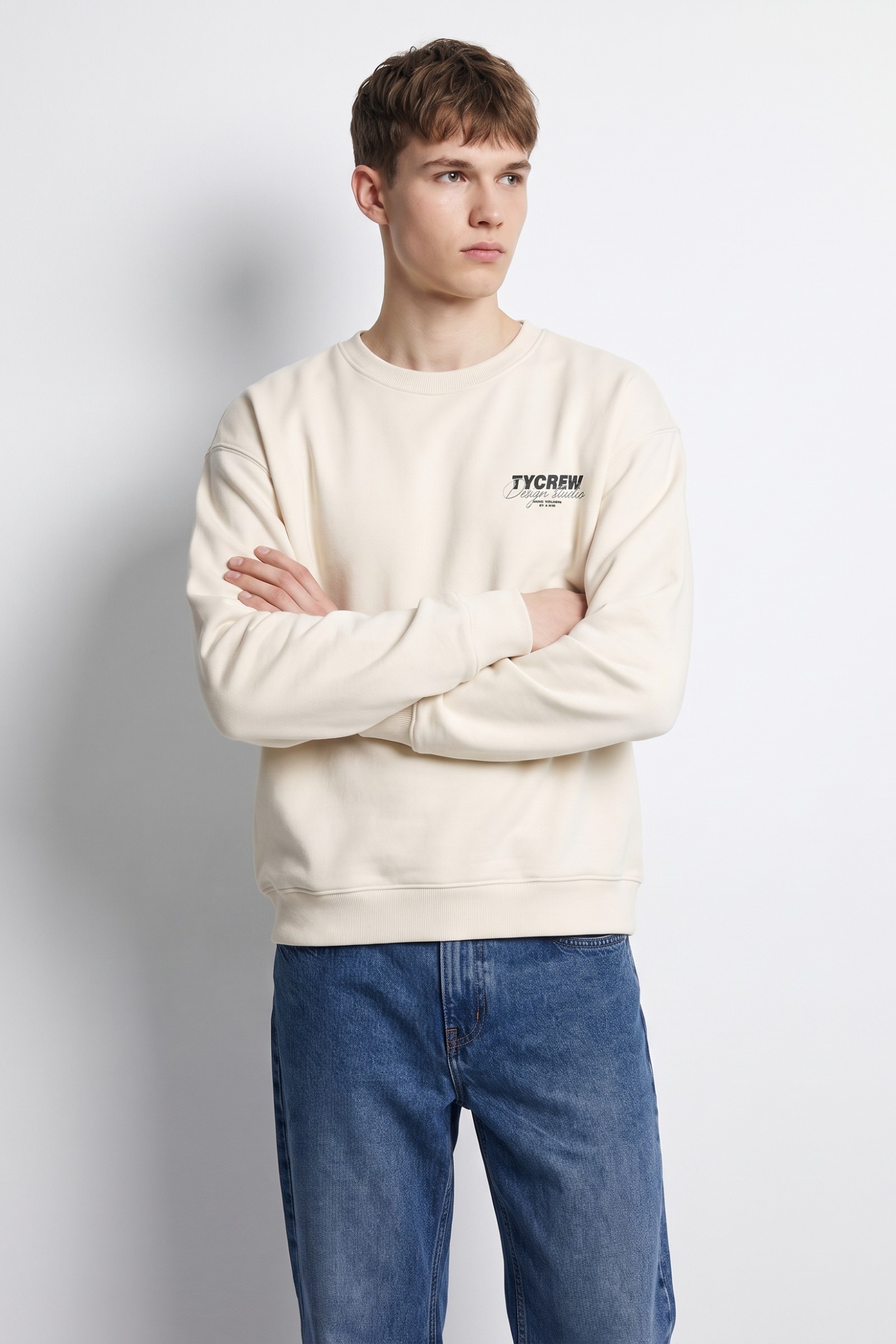 Sudadera beige casual TYCREW