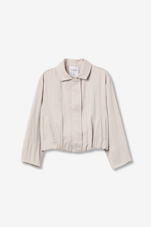 Beige Cropped Casual Jacket
