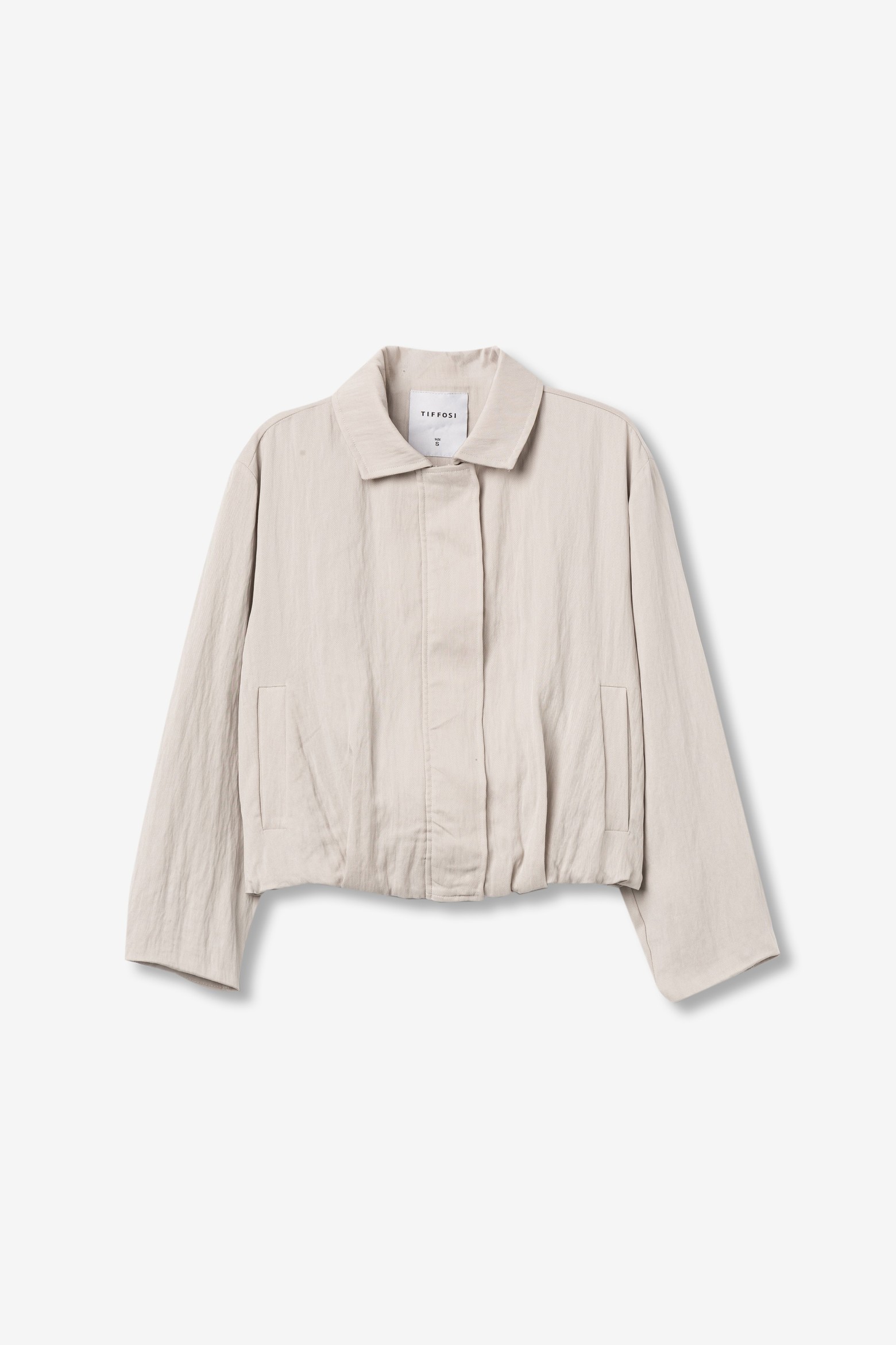 Beige Cropped Casual Jacket