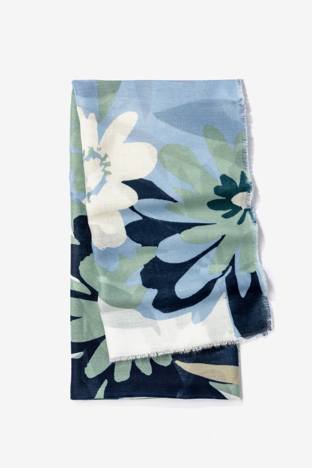 Dark Navy Floral Scarf