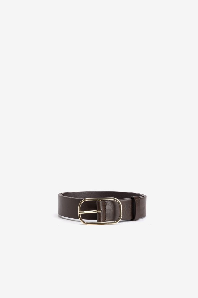 Classic Brown Oval Buckle Belt