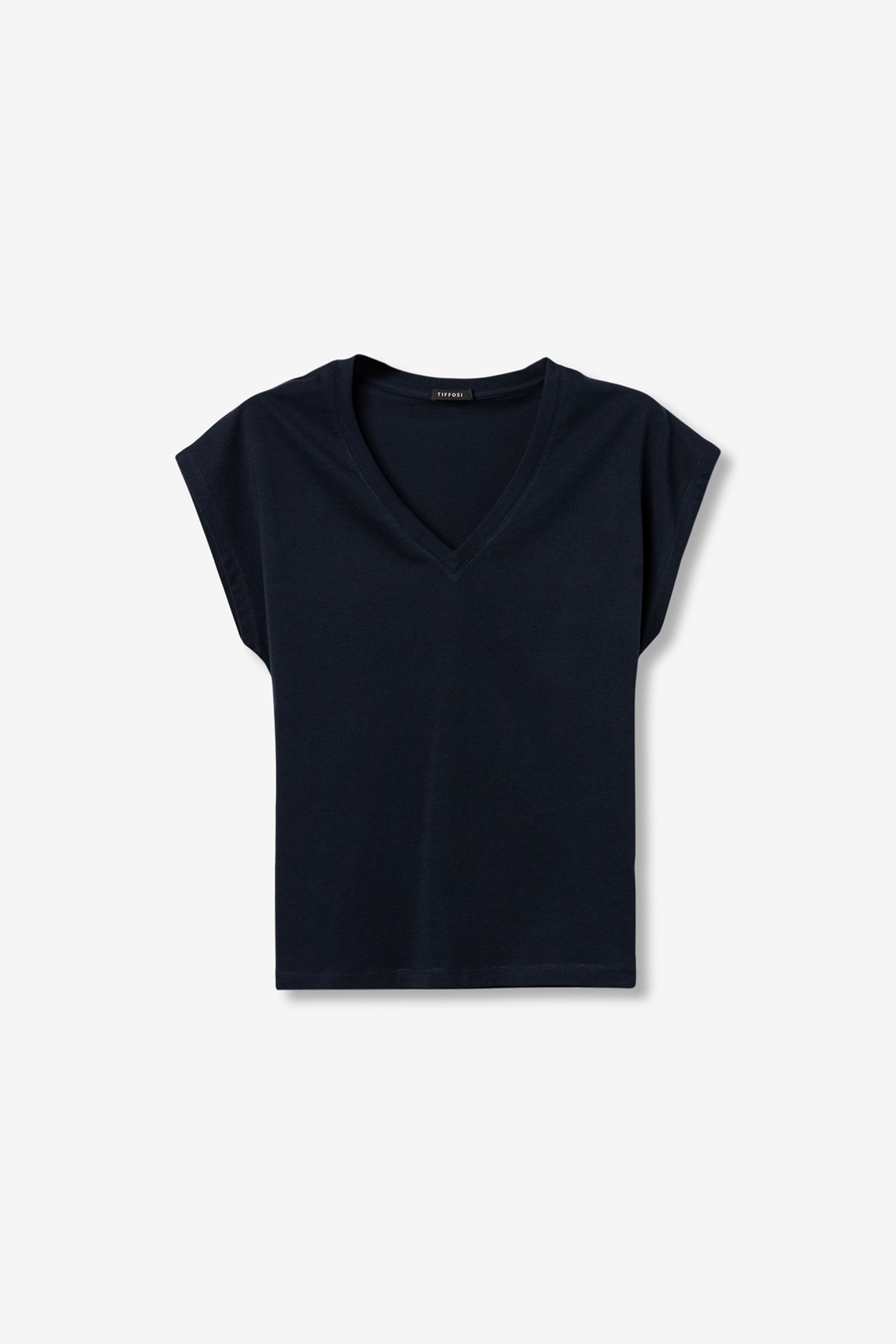 Camiseta azul escote pico