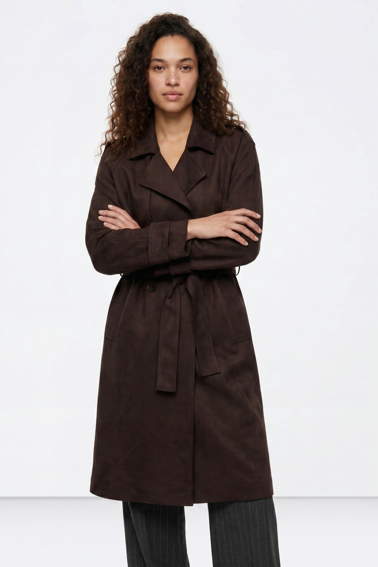 Long Chocolate Belted Coat