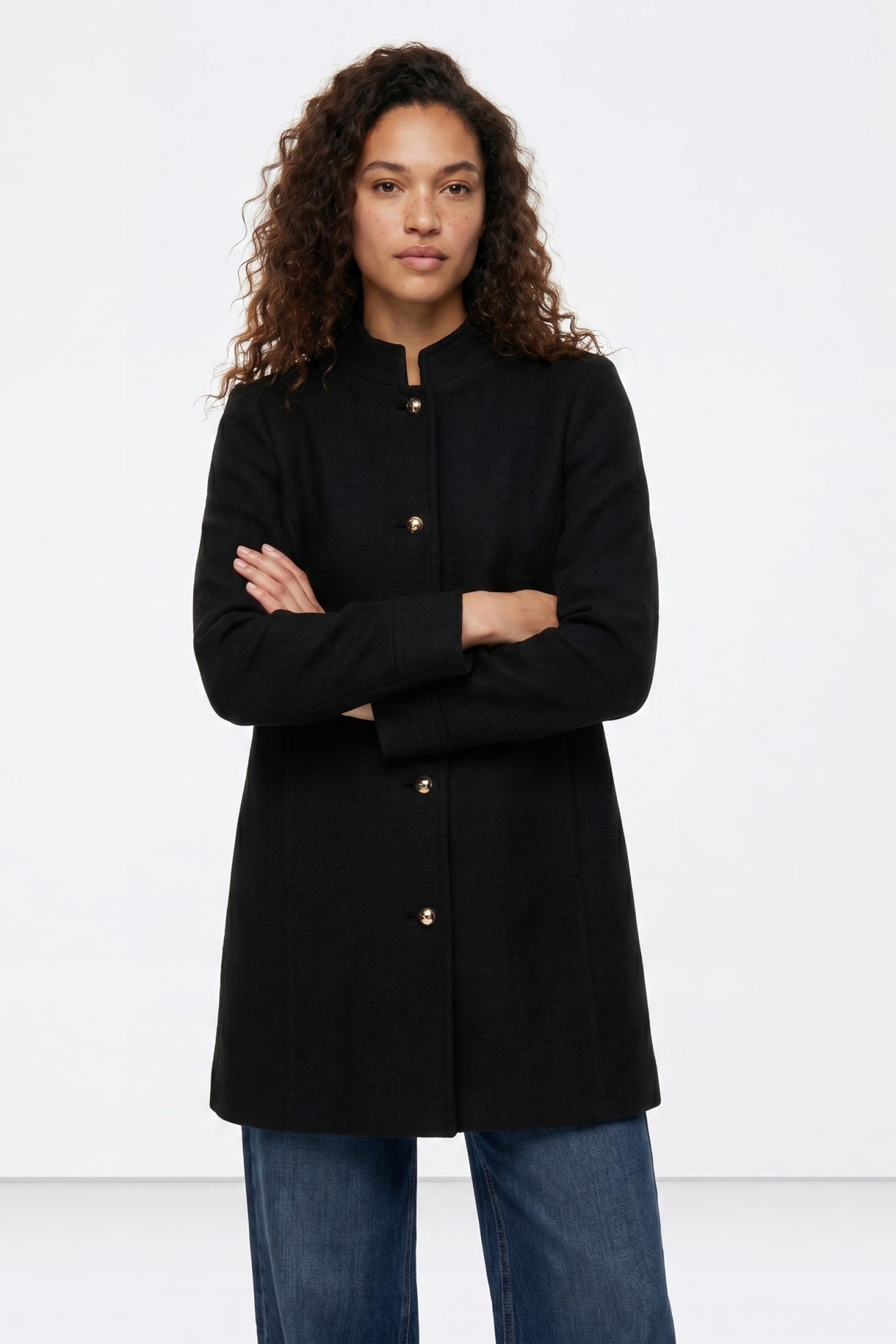 Long Black Minimalist Coat