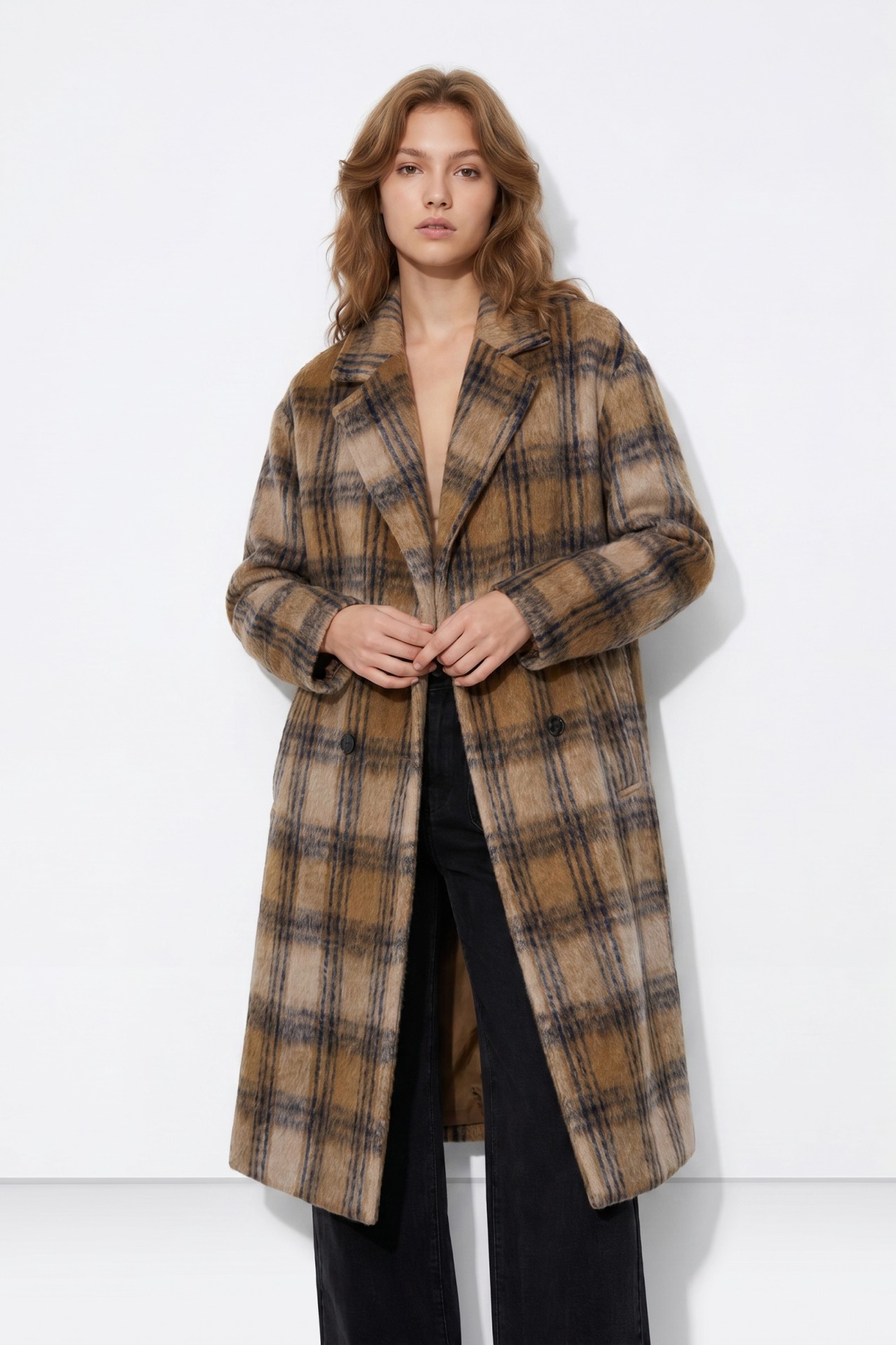 Long Yellow Checked Coat