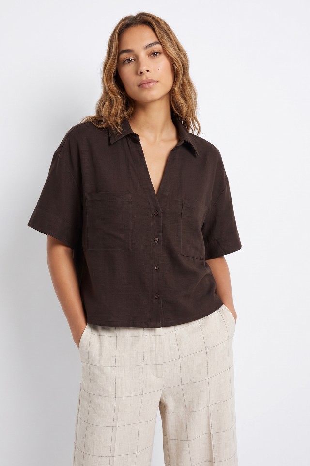 Chocolate Brown Short Sleeve Shirt
