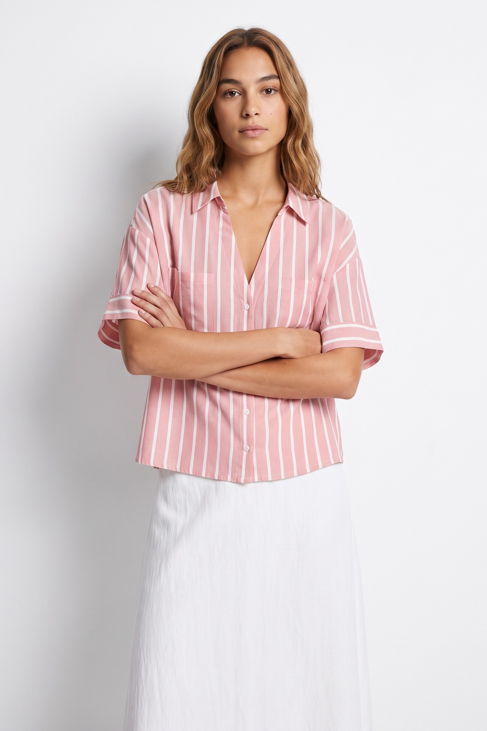 Camisa rayas rosa relaxed