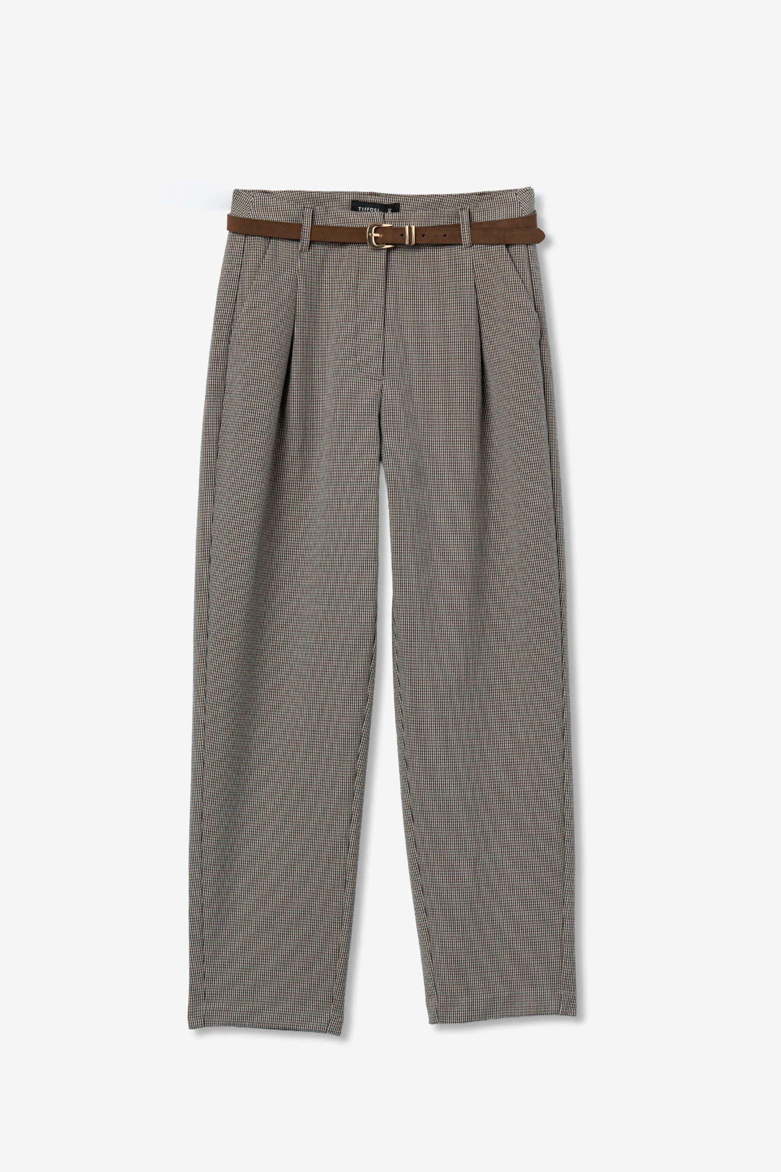 Beige Striped Trousers