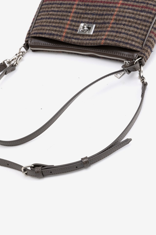 Bolso tiracol marrón cuadros Bolso tiracol marrón cuadros