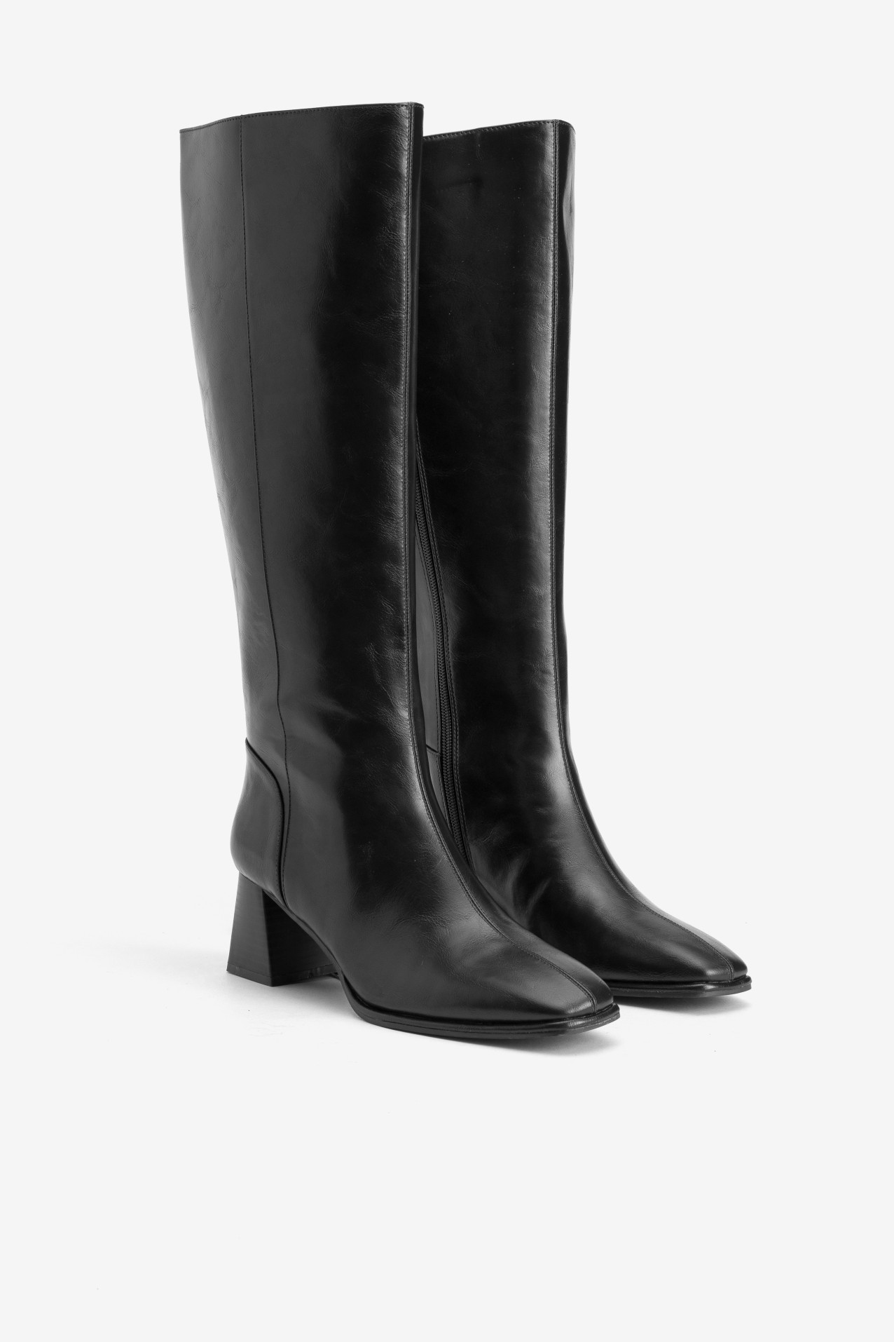 Chunky Black Knee-High Boots